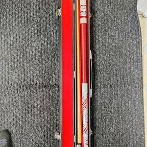 Red and Silver Pool Cue with Case
